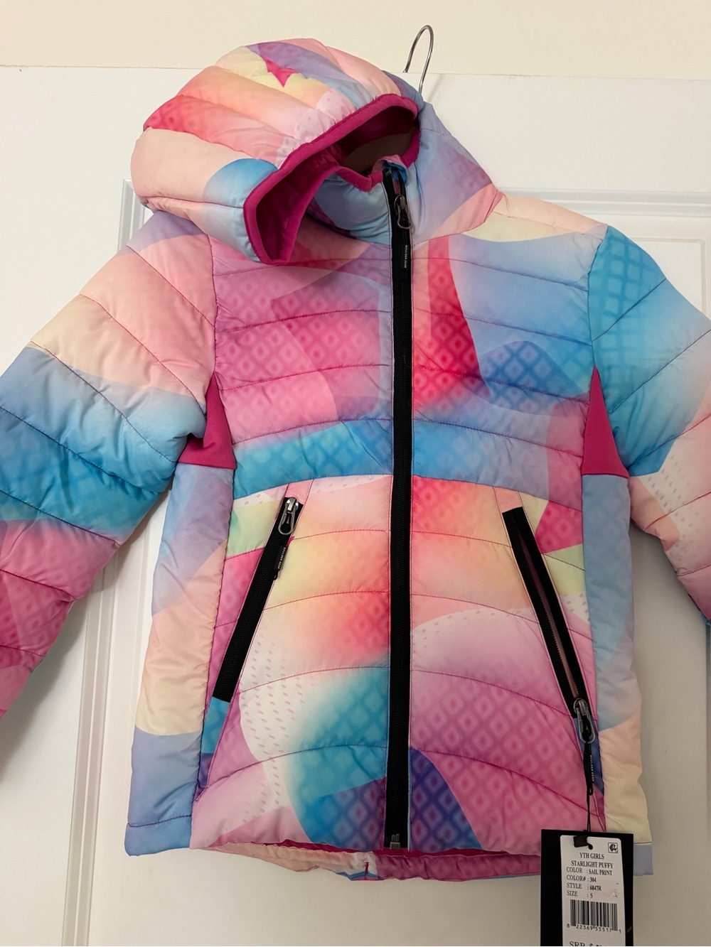 Girls Rainbow Gradient Hooded Puffer Jacket Boulder Gear Sz Small